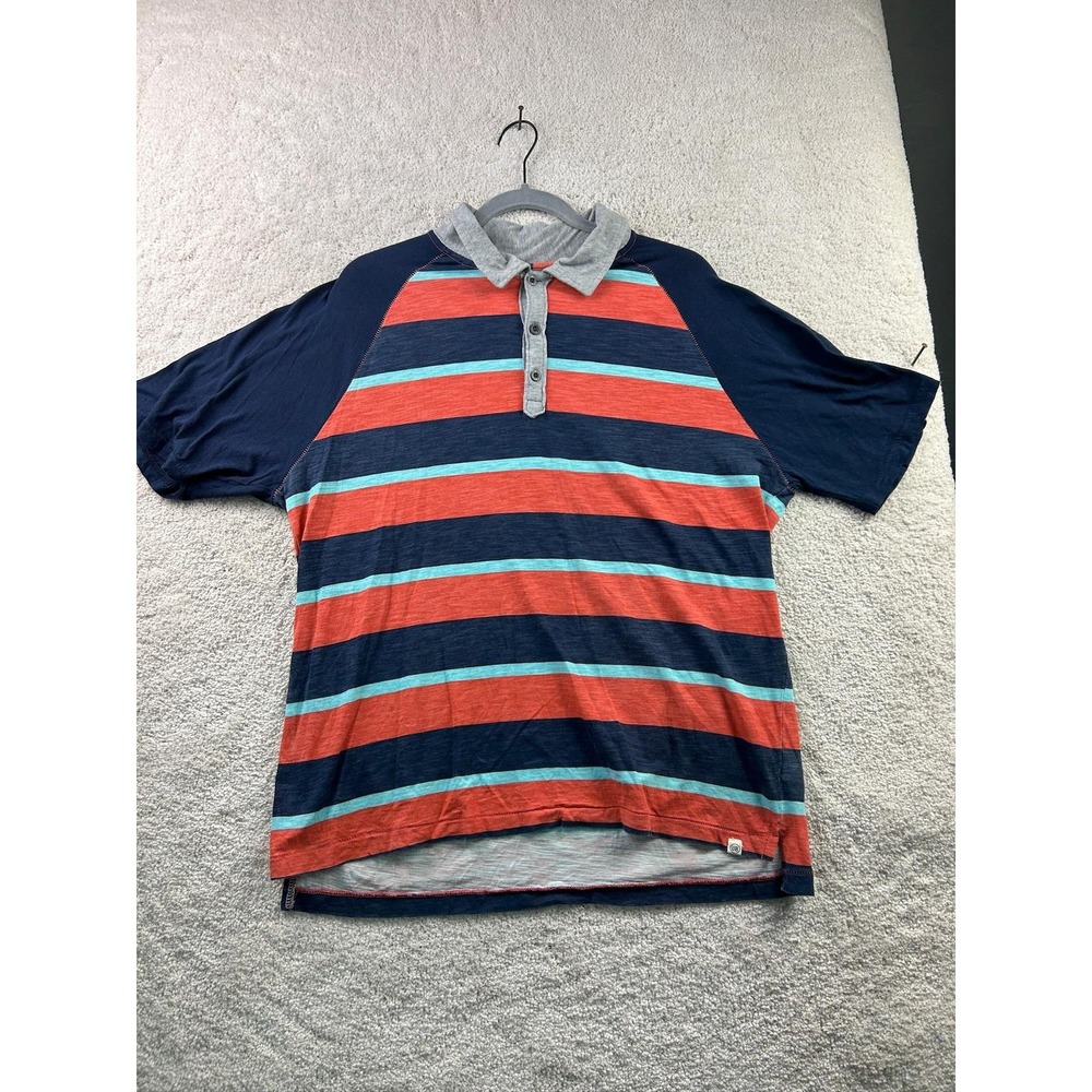 Unionbay Shirt Mens Large Blue Red‎ Stripe Polo Short Sleeve Casual Cotton Top